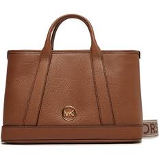 Detachable Shoulder Strap Messenger Bags MK Luisa Small Pebbled Leather Satchel Brown Michael Kors