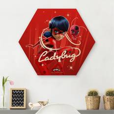 Klebefieber Hexagon-Holzbild Miraculous Ladybug Wanddeko