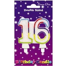 Multicoloured Cake Candles Simon Elvin Double Sided 16th Birthday Candle Pack Of 6