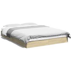 Beds & Mattresses vidaXL Bettgestell Sonoma-Eiche 135x190 cm Holzwerkstoff Braun Bettrahmen