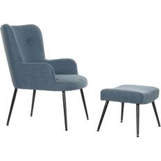 Poliéster Sillones Dkd Home Decor Azul Negro Metal 70 x 60 x 84 cm Sillón