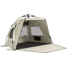 OutSunny Pop Up Beach Tent for 2-3 Person Khaki