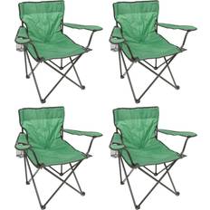 Folding Canvas Camping Chairs Matt Black Pack of 4 Green