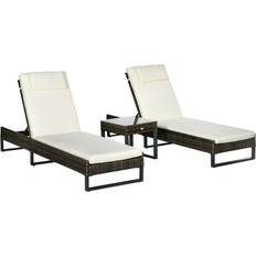 Garden & Outdoor Furniture OutSunny 3 PCs Rattan Outdoor Lounge Set, 1 Table incl. 2 Chairs & 2 Sofas