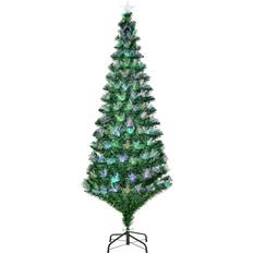 Christmas Trees Homcom Pre-Lit Modes Star with Fibre Optic Lights Multicolour Christmas Tree 180cm