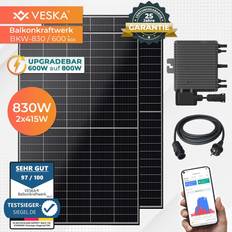 VESKA Solarmodule VESKA 830w 600 w balkonkraftwerk upgradebar 800 w photovoltaik stecker solaranlage Schwarz