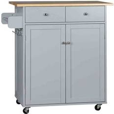 Wood Trolley Tables Homcom Rolling Kitchen Island Grey Trolley Table 48x87cm