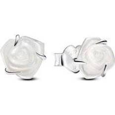 Pandora Bloom Stud Earrings - Silver/White