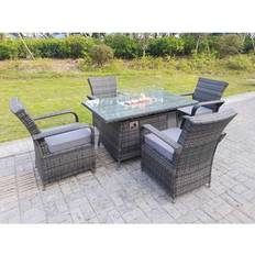 Grey Patio Dining Sets Fimous 4-seat Patio Dining Set, 1 Table incl. 4 Chairs