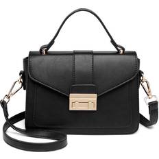 Miss Lulu Black Leather Look Handbag