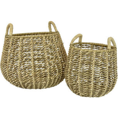 Plastic Baskets Benjara of 2 Decorative Storage Woven Construction, 2