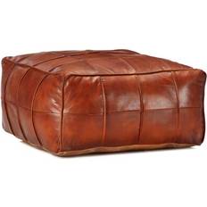 vidaXL Leather Tan Pouf 30cm