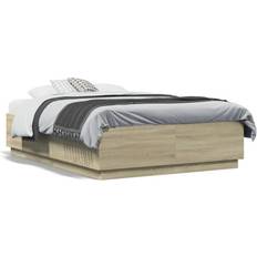 Sängar & Madrasser vidaXL sonoma-ek 135x190 konstruerat trä Sängram