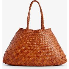 Tan Santa Croce Woven-leather Top-handle Basket bag