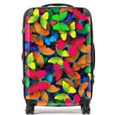 Hard - Red Suitcases Warren Reed Rainbow Butterflies Suitcase Red