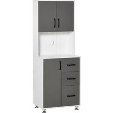 Grey Storage Cabinets Homcom Kitchen Cupboard Grey Storage Cabinet 60x150cm