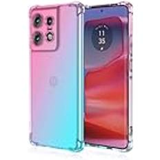 Topme Topme Telefonfodral för Motorola Moto Edge 50 Pro 6,7 tum Transparent Färg Gradient Mjuk TPU Silikon Mobiltelefonfodral Rosa Grön