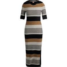 Knitted Dresses - Multicoloured HUGO BOSS Etanah Structured Stripe Dress - Multicolour