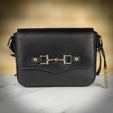 Ashwood Handbags Ashwood ‘Equine’ Leather Shoulder Bag with Magnetic Closure Black