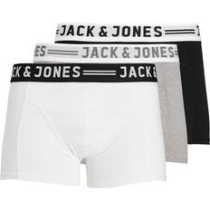 Elastano/Lycra/Spandex Ropa interior de hombre Jack & Jones Sense Trunks 3-pack - White/Light Grey Melange