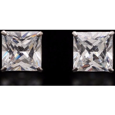 Unisex - White Gold Earrings WJD Exclusives 2.50CT Princess-Cut Simulated Diamond 14K White Gold Screwback Stud Earrings 6mm