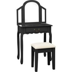 vidaXL Paulownia Black Dressing Table 65x36cm