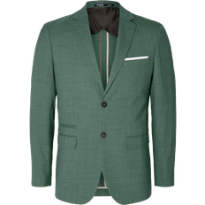 Slim Fit Single Dress Blazer - Light Green Melange