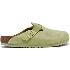 Birkenstock Green Slippers & Sandals Birkenstock Boston Soft Footbed Suede Leather - Faded Lime