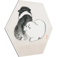 Klebefieber Asian Vintage Drawing Doggies Black/White Wanddeko 25x22cm