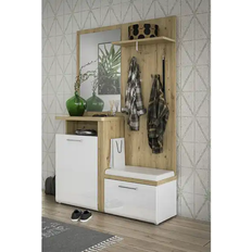 Lær Garderober Rovato White/Oak Garderobe 128.8x201cm