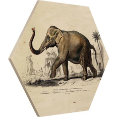 Klebefieber Vintage Educational Board Elephant Beige/Brown Décoration Murale 25x22cm