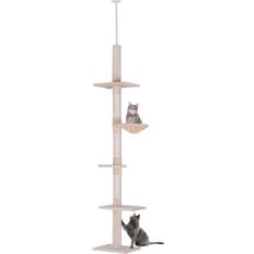 Pawhut Hög Klösträd Golv till Tak Beige 40 x 34 x 230 cm