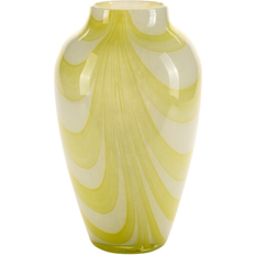 Brugskunst Bahne Interior Wide Swirl Stripes Yellow Vase 35cm