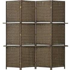 Homcom Brown Room Dividers Homcom 4-Panel Wave Room Divider