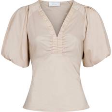 Neo Noir Irina Poplin Blouse DARK SAND