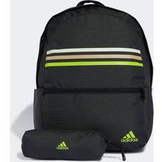 Adidas Effen kleur Rugzakken Adidas Classic Horizontal 3-Stripes Rugzak Black Solar Slime 1 Maat