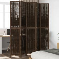 Cotton Room Dividers vidaXL 5 Panels Dark Brown Room Divider