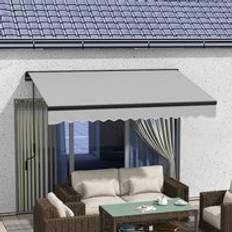 Grey Awnings OutSunny 3 2m Electric Retractable Awning Aluminium Frame Canopy Light