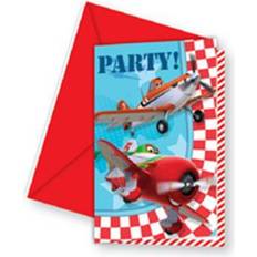 Inbjudningskort Flygplan Planes 6-pack