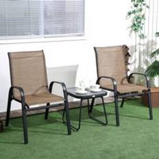 Square Bistro Sets Garden & Outdoor Furniture OutSunny Mesh Bistro Set, 1 Table incl. 2 Chairs