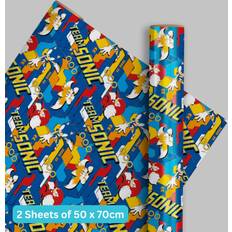 Party Supplies Sonic the Hedgehog Wrapping Paper 2 Sheet 2 Tag