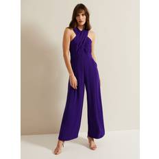 Purple - Women Jumpsuits & Overalls Phase Eight Giorgia Crossover Neck Jumpsuit, Violet