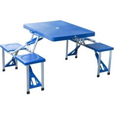 Blu Tavoli da picnic OutSunny Tavolino da Campeggio con 4 Sedie - Blu