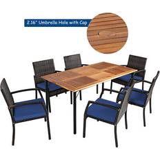 Steel Patio Dining Sets Costway 7Pcs Patio Dining Set