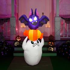 Party Decorations Joiedomi Halloween Inflatable 5 FT Tall Ghost Seize Candy with Bat Blow Up Inflatable with Build-in LEDs for Halloween Party Indoor, Outdoor, Yard, Garden, Lawn Decorations