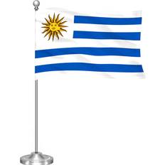 Silver Flags & Accessories G128 Uruguay Uruguayan Deluxe Desk Flag Set