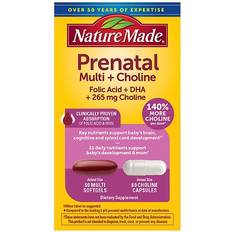 Nature Made Prenatal Multivitamins + Choline Capsules Folic Acid + DHA 60