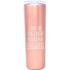 Rose Gold Cups & Mugs I Run on Coffee Chaos Cuss Word Rose Travel Mug 20fl oz