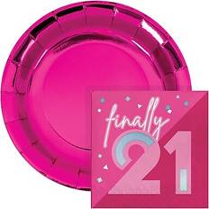 Party Supplies Creative Converting 21st Birthday Plates and Napkins Kit, Hot Pink DTC9122E2I