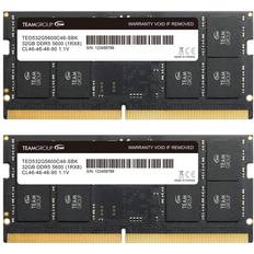 5600 MHz - 64 GB RAM Memory TeamGroup elite sodimm ddr5 64gb 32x2gb 5600mhz pc5-44800 cl46 non-ecc unbuff. Dual Channel 64GB Kit 2x32GB